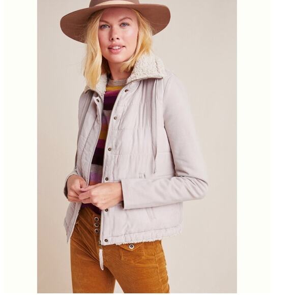 Anthropologie MARRAKECH Tia quilted Sherpa jacket cottage core prairie casual